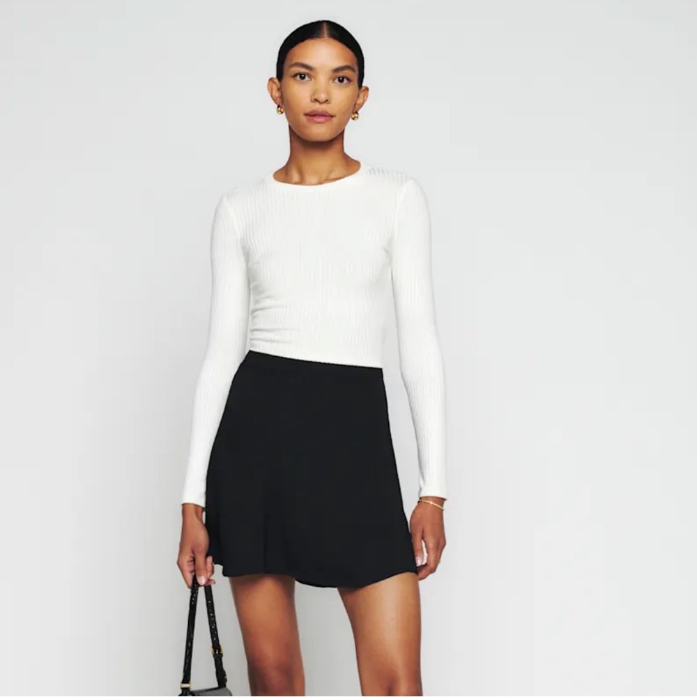 Reformation Black High-Low A-Line Mini Skirt